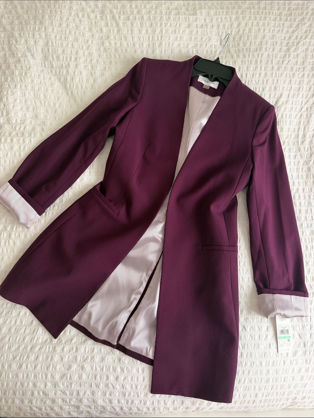 Calvin Klein Deep Plum Collarless Trench Coat